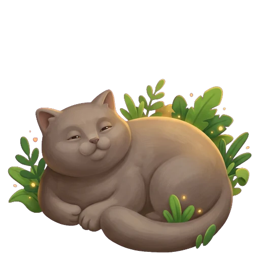 Mousse, le chat de la véranda, endormi dans la verdure